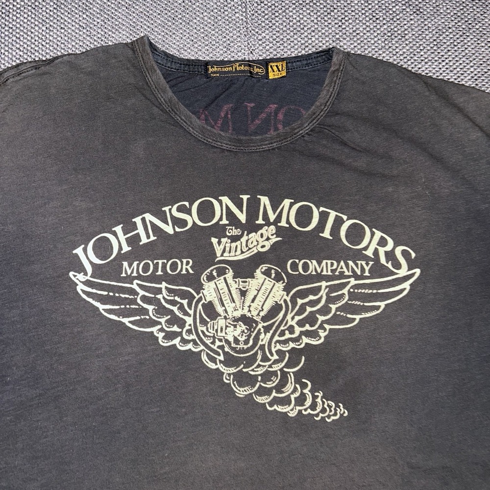 Vintage Johnson Motors Inc. Motorcycle Sun Faded Biker T Shirt Mens 2XL Rare Y2K